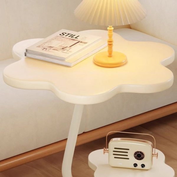Modern Art Deco Iron & Carbon Steel Engineered Wood Clover End Table With 2-Tier For Living Room - Image 7