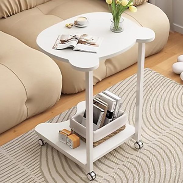 Contemporary Creative Engineered Wood & Metal Panda-Shaped End Table With 2-Tier And Wheels For Living Room - Image 3