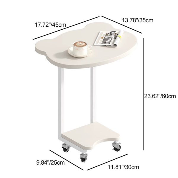 Contemporary Creative Engineered Wood & Metal Panda-Shaped End Table With 2-Tier And Wheels For Living Room - Image 4