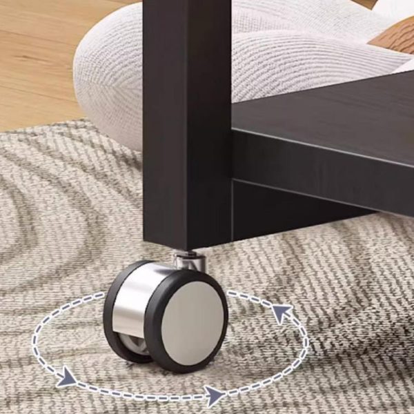 Contemporary Creative Engineered Wood & Metal Panda-Shaped End Table With 2-Tier And Wheels For Living Room - Image 8