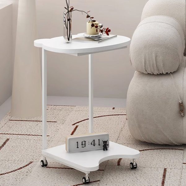 Contemporary Creative Engineered Wood & Metal Panda-Shaped End Table With 2-Tier And Wheels For Living Room - Image 9