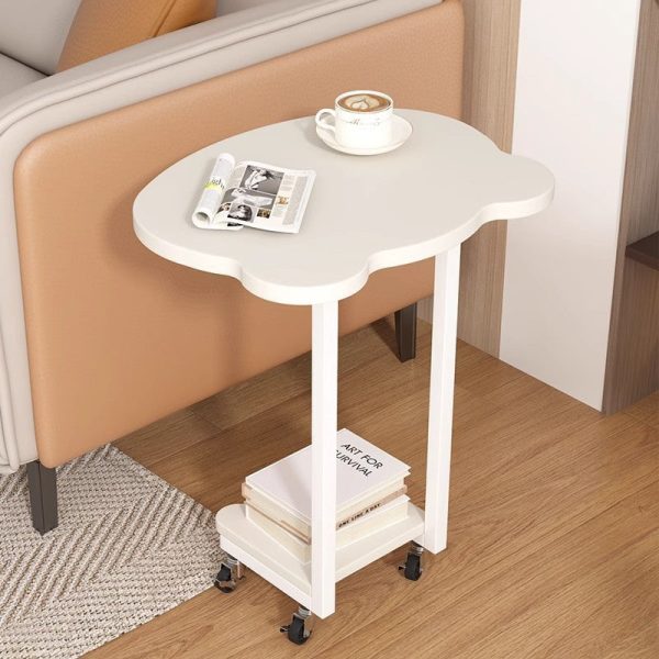 Contemporary Creative Engineered Wood & Metal Panda-Shaped End Table With 2-Tier And Wheels For Living Room - Image 2
