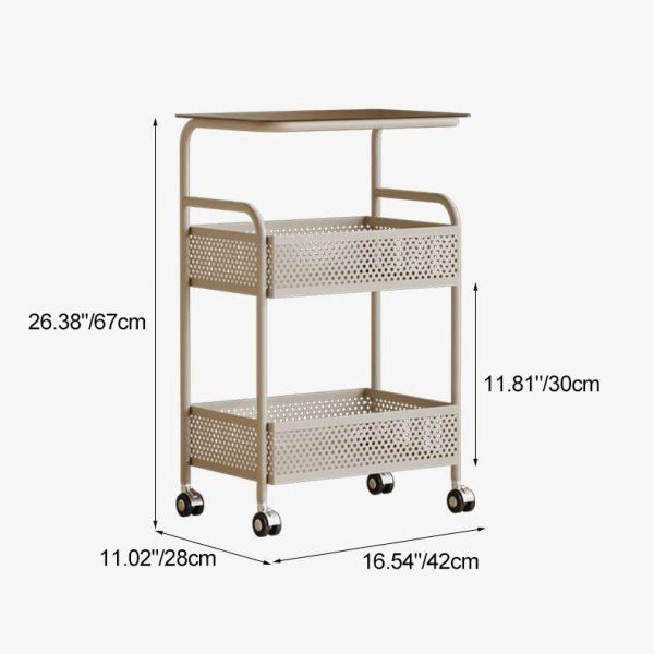 Modern Minimalist Glass & Iron Rectangular End Table With 3-Tier And 2-Storage For Living Room - Image 2