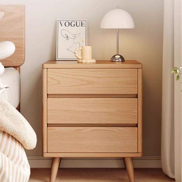 Modern Minimalist Solid Wood Rectangular Nightstand With 2/3 Drawers For Bedroom - Image 12