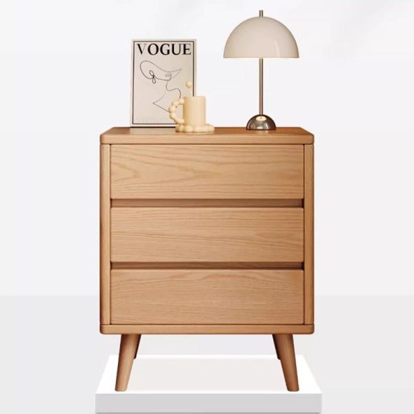 Modern Minimalist Solid Wood Rectangular Nightstand With 2/3 Drawers For Bedroom - Image 15