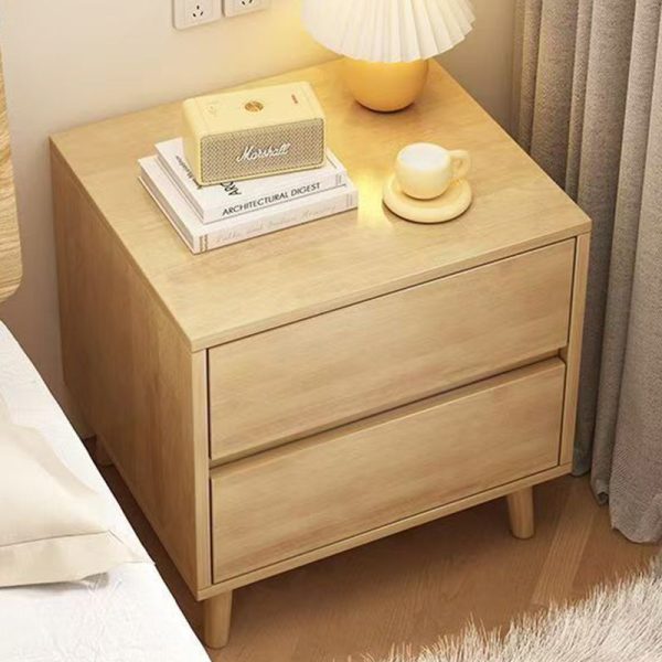 Modern Minimalist Solid Wood Rectangular Nightstand With 2/3 Drawers For Bedroom - Image 10
