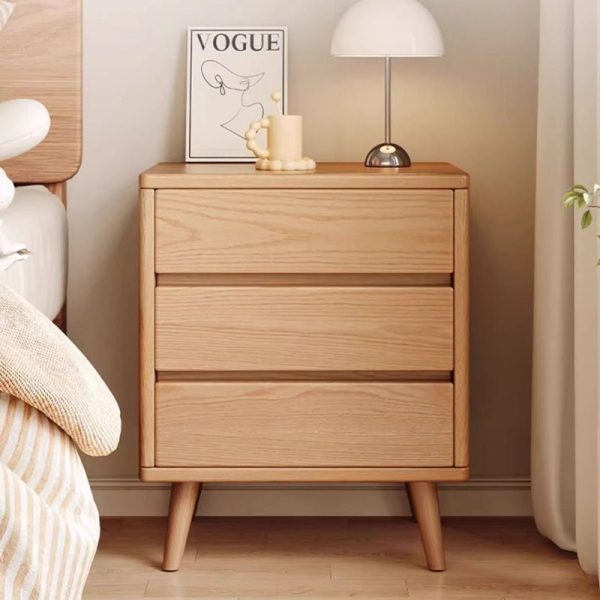 Modern Minimalist Solid Wood Rectangular Nightstand With 2/3 Drawers For Bedroom - Image 11