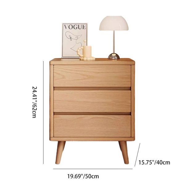 Modern Minimalist Solid Wood Rectangular Nightstand With 2/3 Drawers For Bedroom - Image 5
