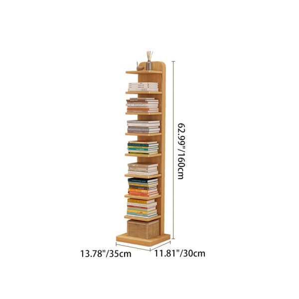 Modern Minimalist Solid Wood Rectangular Bookshelf With 5/9 Tiers For Living Room - Image 6