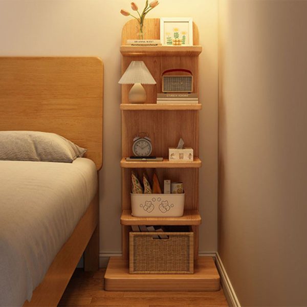 Modern Minimalist Solid Wood Rectangular Bookshelf With 5/9 Tiers For Living Room