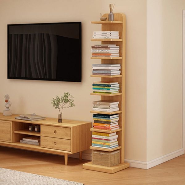 Modern Minimalist Solid Wood Rectangular Bookshelf With 5/9 Tiers For Living Room - Image 9
