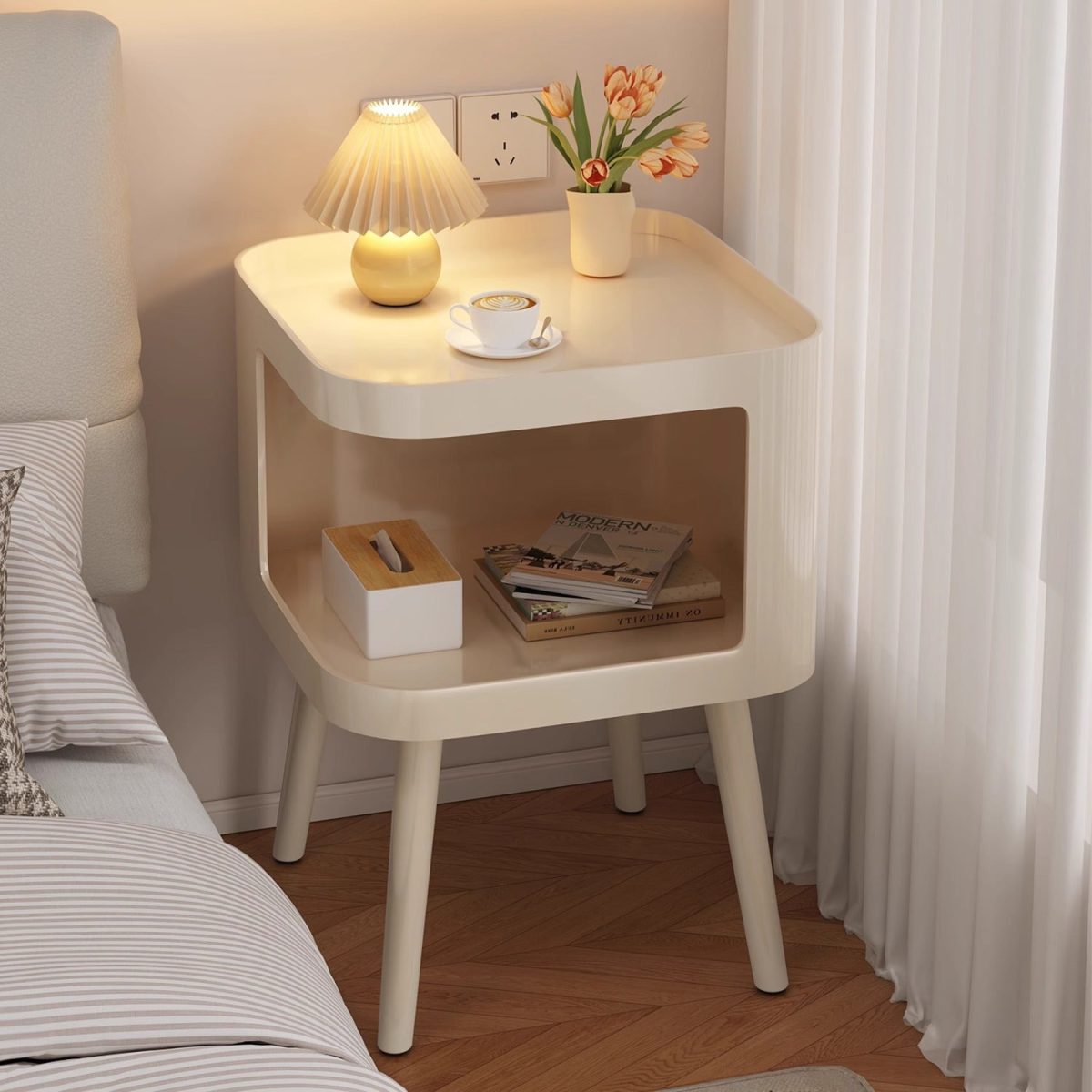 Contemporary Creative Stainless Steel Square End Table With 2 Tiers For Living Room - Image 2