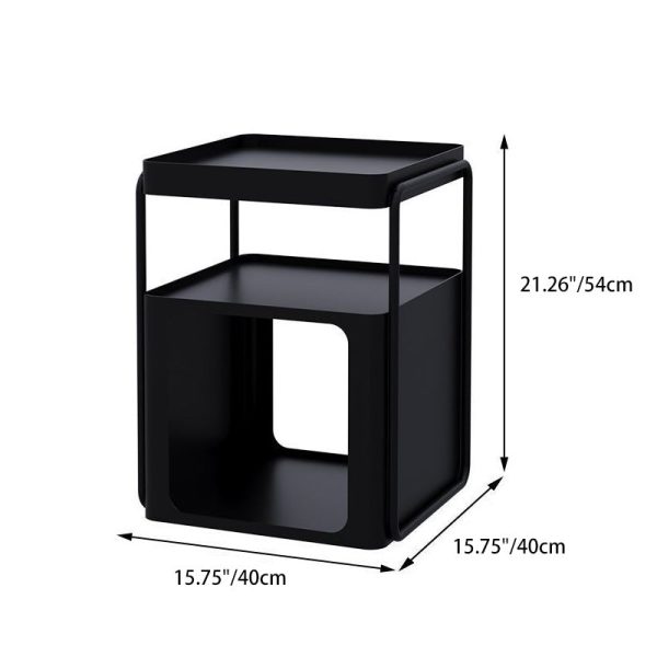 Modern Minimalist Iron Rounded Rectangular End Table 3-Tier For Living Room - Image 4