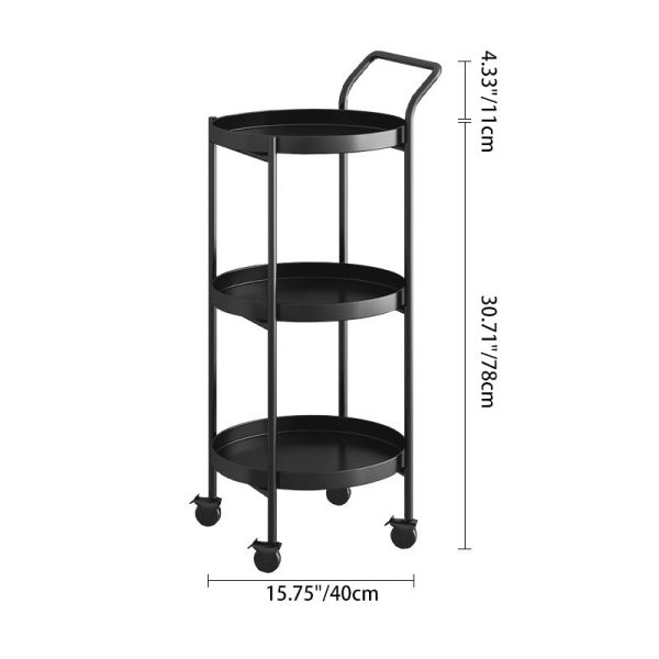 Contemporary Nordic Iron Round Movable Side Table With 2/3 Tier Storage For Living Room - Image 9