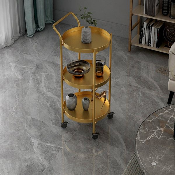 Contemporary Nordic Iron Round Movable Side Table With 2/3 Tier Storage For Living Room - Image 14