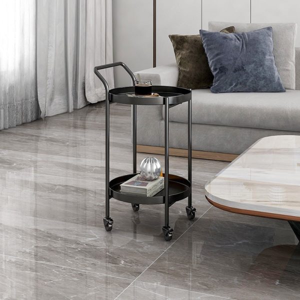 Contemporary Nordic Iron Round Movable Side Table With 2/3 Tier Storage For Living Room - Image 12