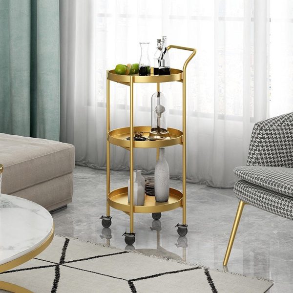 Contemporary Nordic Iron Round Movable Side Table With 2/3 Tier Storage For Living Room - Image 2