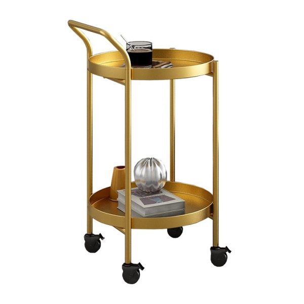 Contemporary Nordic Iron Round Movable Side Table With 2/3 Tier Storage For Living Room - Image 17