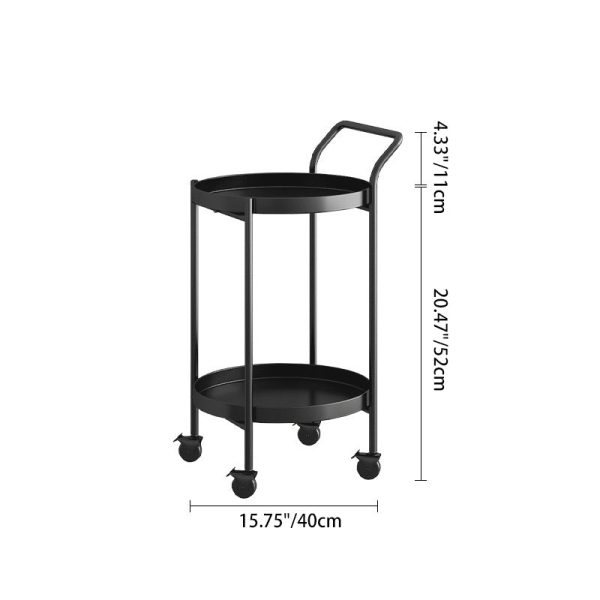 Contemporary Nordic Iron Round Movable Side Table With 2/3 Tier Storage For Living Room - Image 8