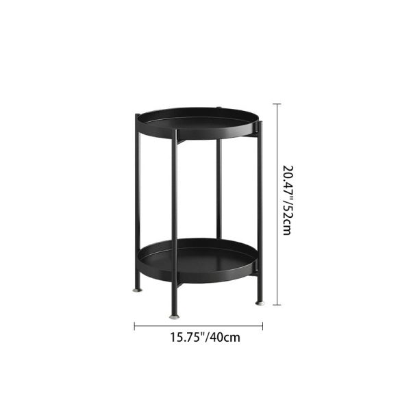 Contemporary Nordic Iron Round Movable Side Table With 2/3 Tier Storage For Living Room - Image 7
