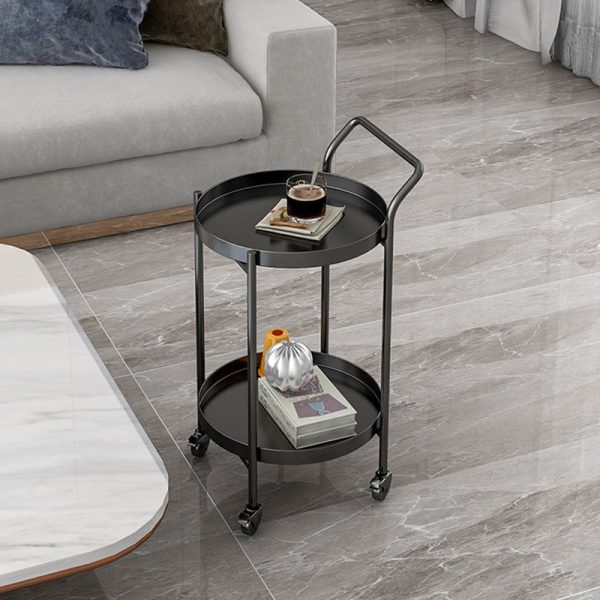 Contemporary Nordic Iron Round Movable Side Table With 2/3 Tier Storage For Living Room - Image 13