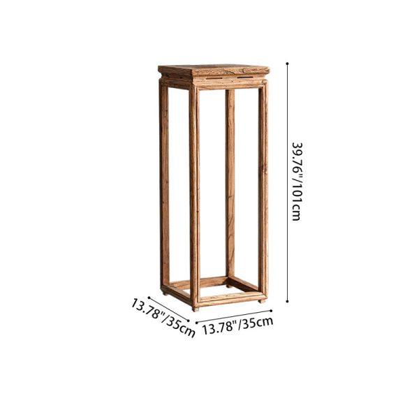Traditional Vintage Solid Wood Square Side Table Plant Shelf With Natural Texture For Living Room & Balcony - Image 6