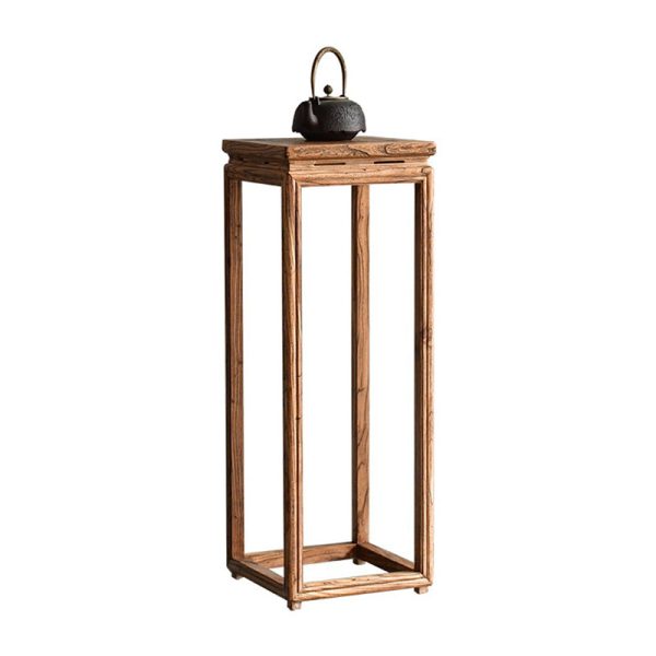 Traditional Vintage Solid Wood Square Side Table Plant Shelf With Natural Texture For Living Room & Balcony - Image 8