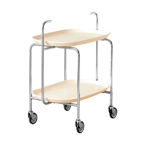 Contemporary Nordic ABS & Carbon Steel Oval Movable Side Table 2-Tier With Wheels & Handles For Living Room & Bedroom - Image 16