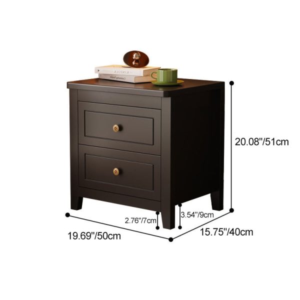 Contemporary Retro Solid Wood Rectangular Nightstand 2-Drawers For Bedside Storage - Image 8