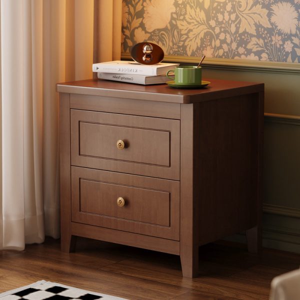 Contemporary Retro Solid Wood Rectangular Nightstand 2-Drawers For Bedside Storage - Image 16