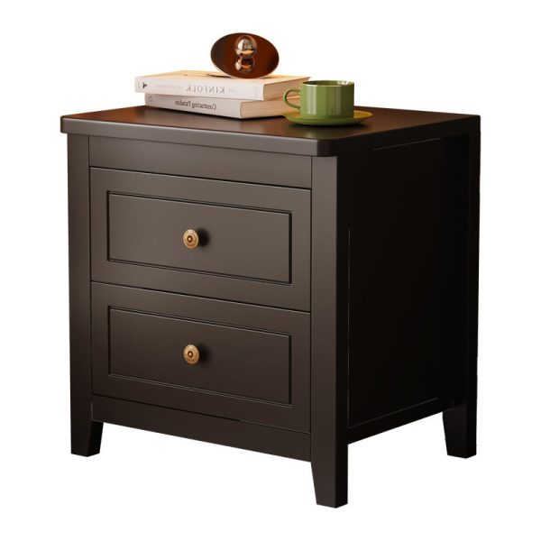 Contemporary Retro Solid Wood Rectangular Nightstand 2-Drawers For Bedside Storage - Image 18