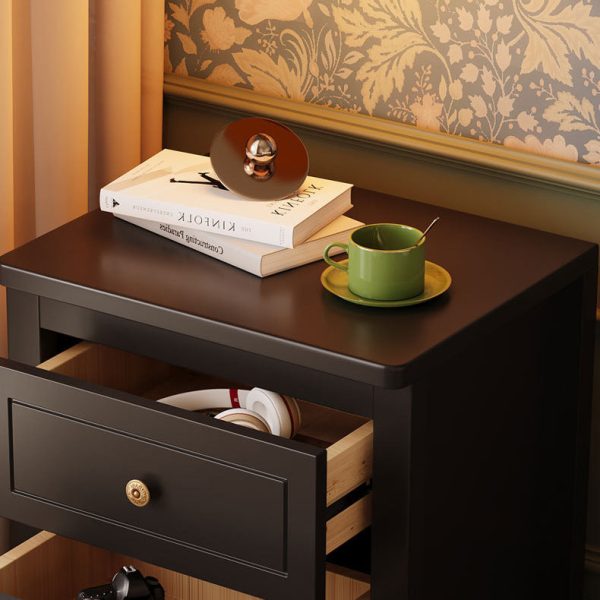 Contemporary Retro Solid Wood Rectangular Nightstand 2-Drawers For Bedside Storage - Image 10