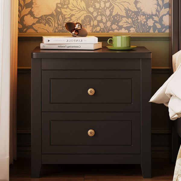 Contemporary Retro Solid Wood Rectangular Nightstand 2-Drawers For Bedside Storage - Image 14
