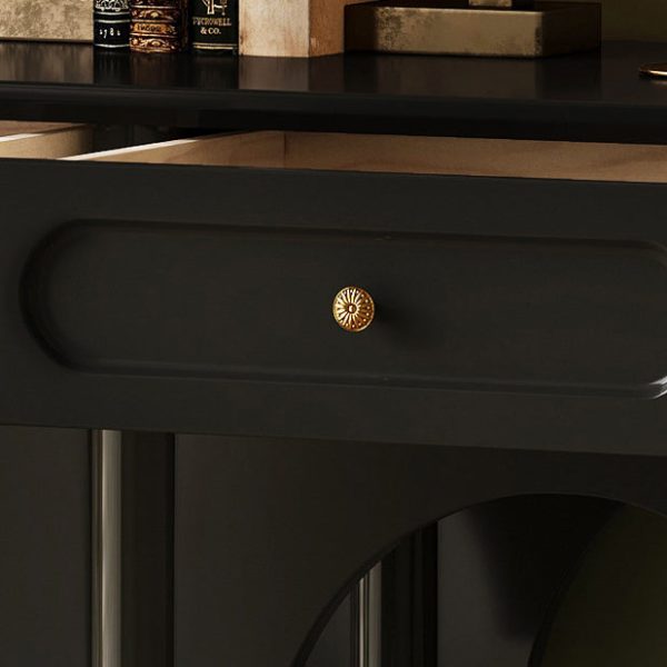 Traditional French Solid Wood & Metal Arched Roman Column Console Table With 3 Drawers & 2-Tier Storage For Entryway - Image 9