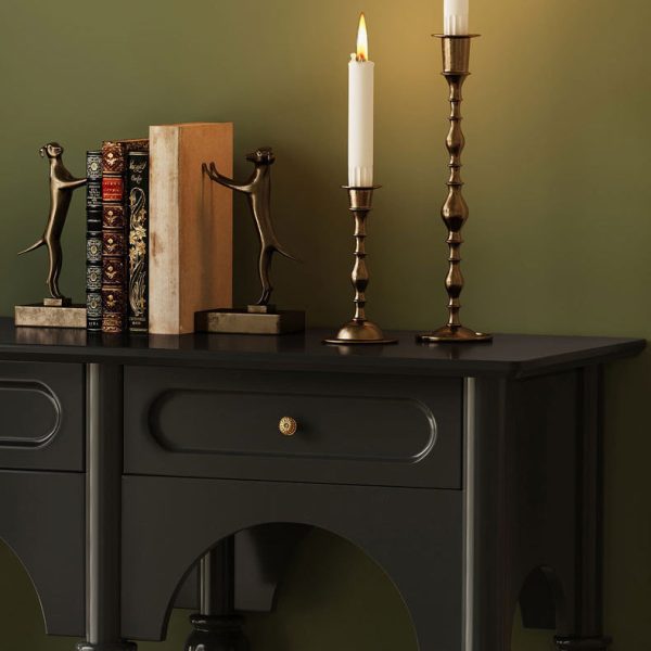 Traditional French Solid Wood & Metal Arched Roman Column Console Table With 3 Drawers & 2-Tier Storage For Entryway - Image 10