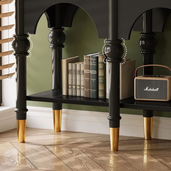Traditional French Solid Wood & Metal Arched Roman Column Console Table With 3 Drawers & 2-Tier Storage For Entryway - Image 13