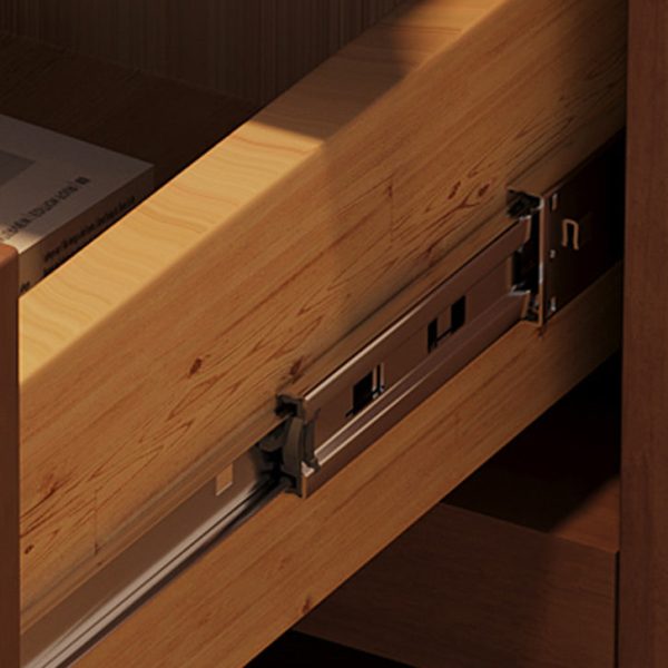Contemporary Retro Solid Wood Glass Metal Rectangular Nightstand 2 Drawers For Bedside Storage - Image 11