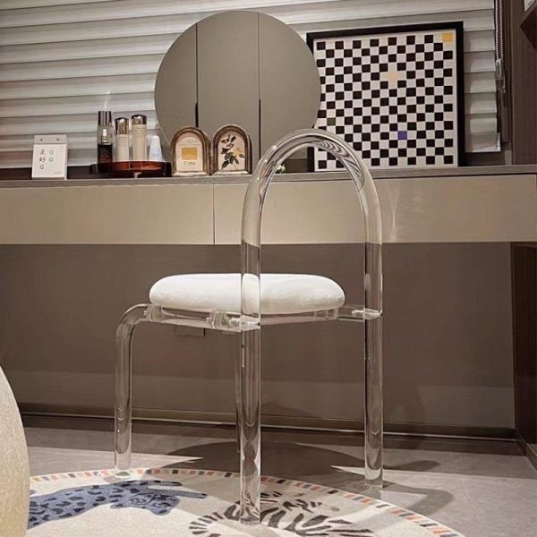 Traditional French Solid Wood Rectangular Clover Pattern Makeup Vanity & Chair Set With Mirror And 6 Drawers For Bedroom - Image 13