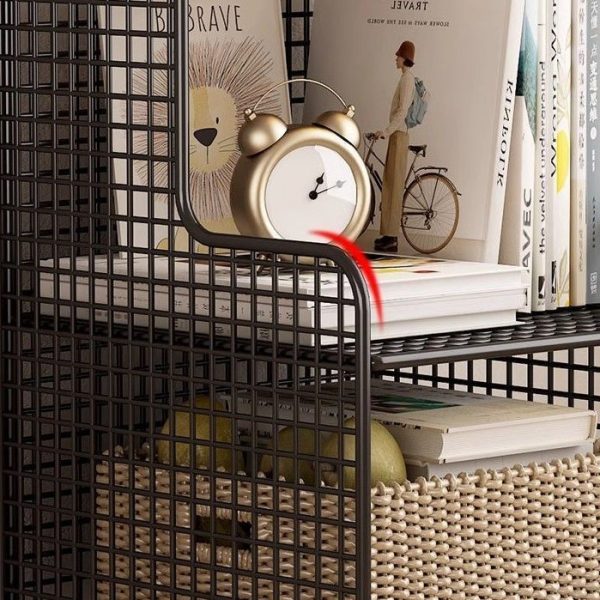 Modern Minimalist Iron Square Side Cabinet Nightstand With 4 Tiers For Living Room And Bedroom - Image 11