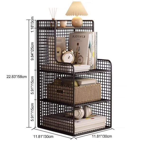 Modern Minimalist Iron Square Side Cabinet Nightstand With 4 Tiers For Living Room And Bedroom - Image 10