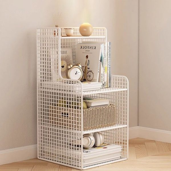 Modern Minimalist Iron Square Side Cabinet Nightstand With 4 Tiers For Living Room And Bedroom - Image 3