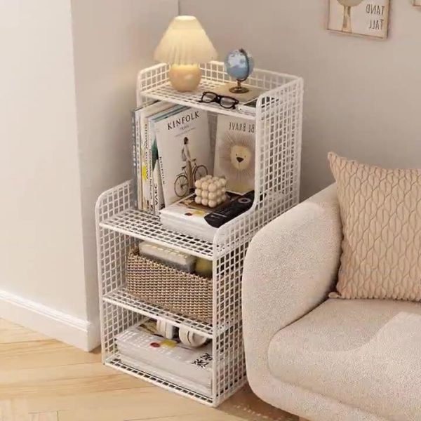 Modern Minimalist Iron Square Side Cabinet Nightstand With 4 Tiers For Living Room And Bedroom - Image 5