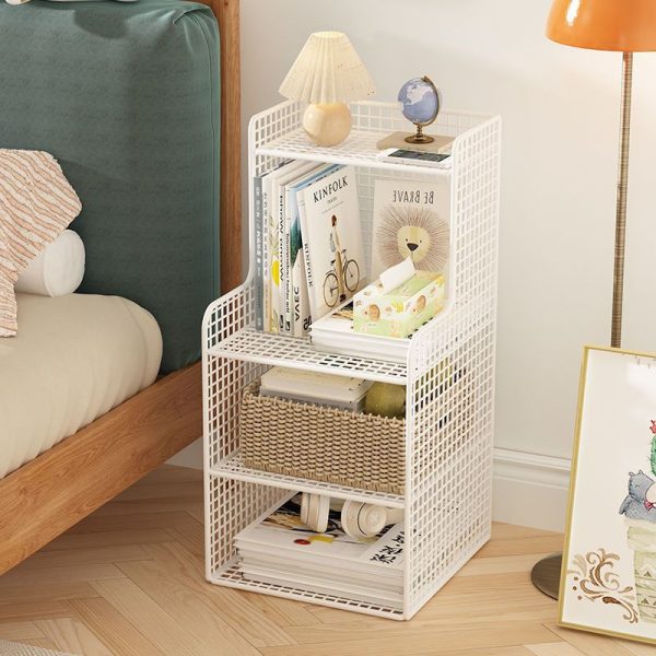 Modern Minimalist Iron Square Side Cabinet Nightstand With 4 Tiers For Living Room And Bedroom - Image 14