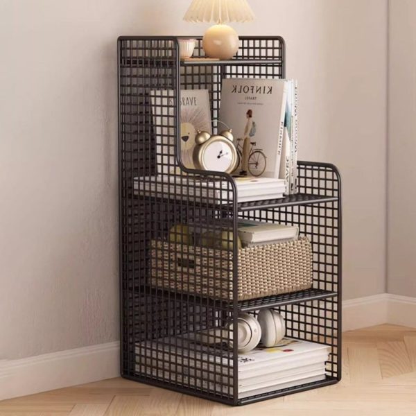Modern Minimalist Iron Square Side Cabinet Nightstand With 4 Tiers For Living Room And Bedroom - Image 4