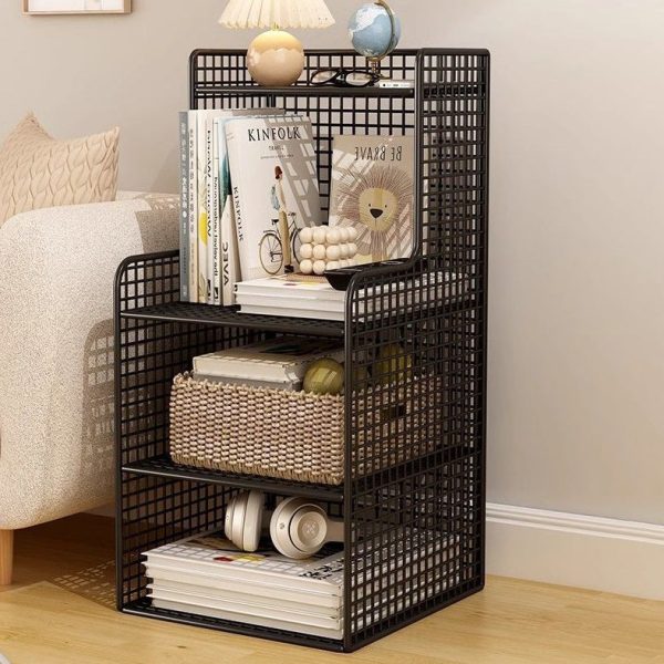 Modern Minimalist Iron Square Side Cabinet Nightstand With 4 Tiers For Living Room And Bedroom - Image 17