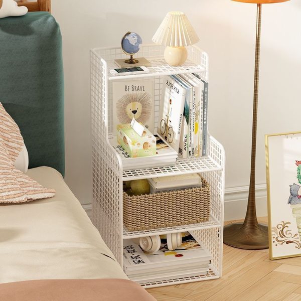 Modern Minimalist Iron Square Side Cabinet Nightstand With 4 Tiers For Living Room And Bedroom - Image 15