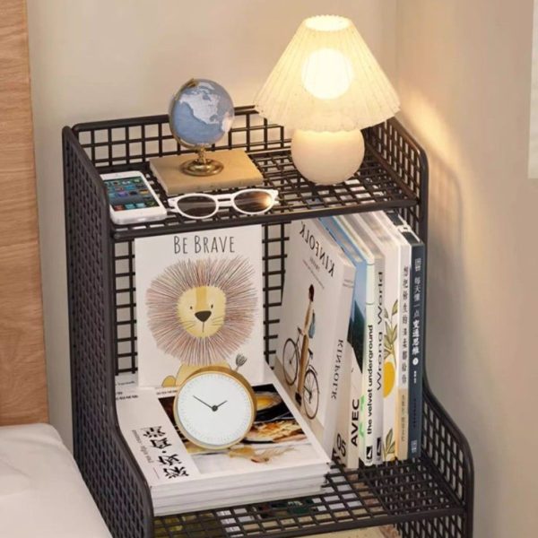 Modern Minimalist Iron Square Side Cabinet Nightstand With 4 Tiers For Living Room And Bedroom - Image 12