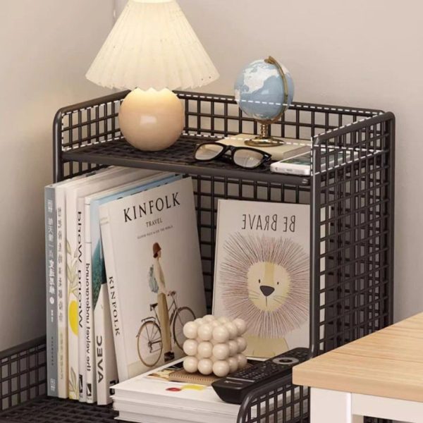 Modern Minimalist Iron Square Side Cabinet Nightstand With 4 Tiers For Living Room And Bedroom - Image 13
