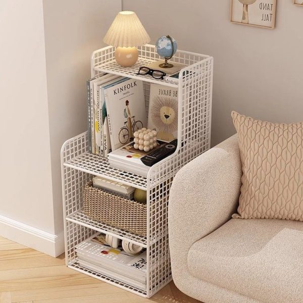 Modern Minimalist Iron Square Side Cabinet Nightstand With 4 Tiers For Living Room And Bedroom - Image 18
