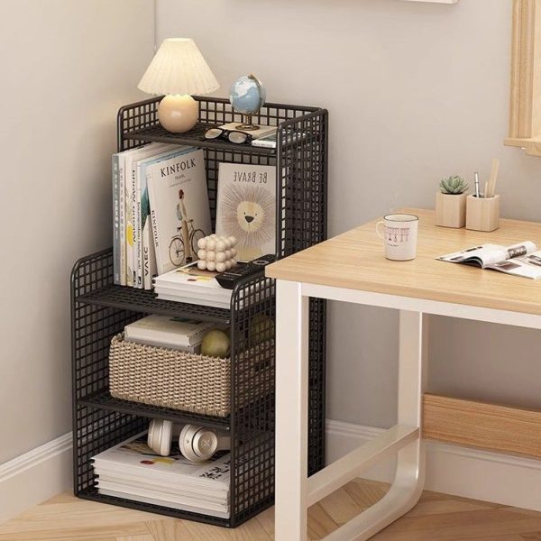 Modern Minimalist Iron Square Side Cabinet Nightstand With 4 Tiers For Living Room And Bedroom - Image 16